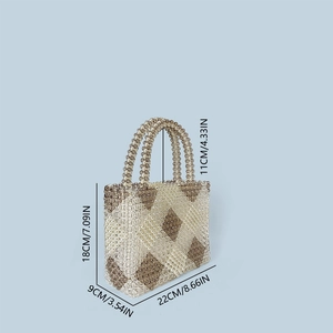 Detailed size map of handmade beaded tote with diamond pattern and dimensions