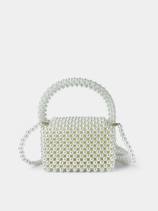 Handgefertigte Perlenhandtasche für Damen mit Griff und abnehmbarem Schultergurt