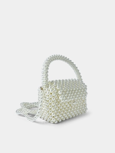 Handgefertigte Perlenhandtasche mit elegantem Griff und Umhängekette für Damen