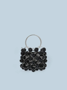Handmade Beaded Handbag Acrylic Beads Metal Ring Mesh Elegant Evening Clutch Party Bag For Women
