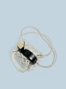 Handgemaakte mini-tas van acryl kralen voor meisjes met een witte parel ketting riem