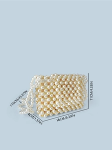 Sac bandoulière fait main en perles crème avec accents dorés et bandoulière perlée