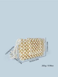 Détails du sac à bandoulière en perles fait main avec dimensions et perles dorées