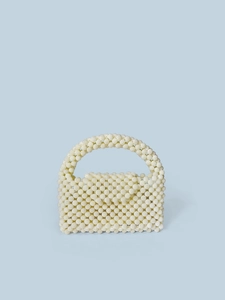 Handgefertigte Künstliche Perlenhandtasche Aus Künstlichen Künstliche Perlen Elegante Vintage Kleine Quadratische Tasche Für Damen Creme
