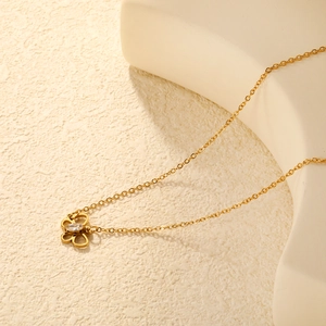 Collier en acier inoxydable plaqué or 18K avec pendentif papillon et cristal brillant