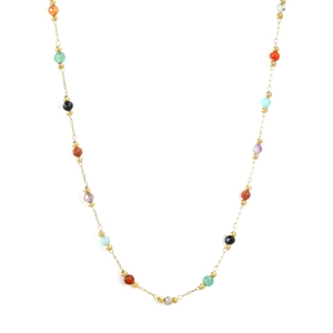 Collier plaqué or 18 carats avec perles de pierre naturelle de style minimaliste