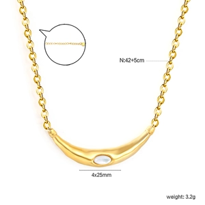 Detailed size specifications for crescent moon pendant necklace with pearl inlay