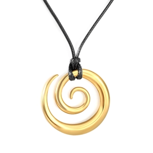 Collier en cordon ciré avec pendentif en spirale dorée et finition métallique