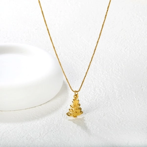 Collana con ciondolo albero di Natale in oro 18 carati con stella su catena sottile