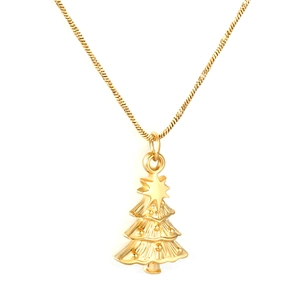 Elegant 18K gold-plated Christmas tree necklace with star pendant and rope chain