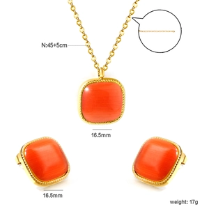 Ensemble bijoux rétro en acier inoxydable avec collier et boucles d'oreilles œil de chat