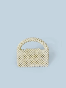 Handgefertigte cremeweiße Perlenhandtasche mit minimalistischem Design für Damenmode