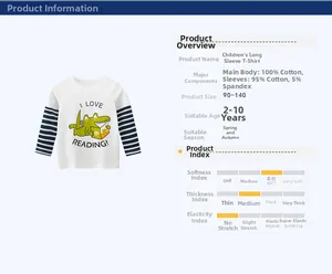 Détails du t-shirt enfant en coton à manches longues avec crocodile et spécifications