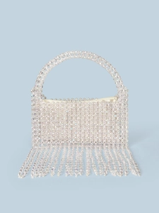 Handgefertigte Gewebte Perltasche Damen Irisierend Acryl Quaste Abendtasche Für Hochzeit Party Urlaub Mode Clutch Bag