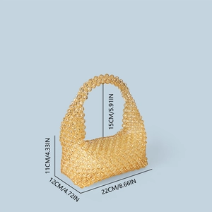 Detailed size chart for handmade beaded hobo bag with length 22cm and height 11cm