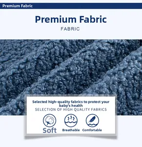 Detail of dark blue fleece fabric showing soft, breathable, and cozy texture for kids