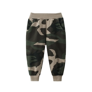Pantalon de jogging camouflage pour enfants avec motif forêt et taille élastique brune