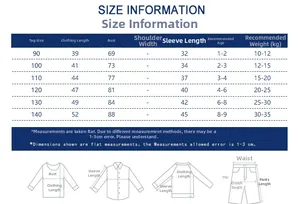 Detailed size chart for boys' knit sweaters with measurements for ages 1 to 9 years old