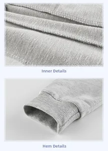 Detail of light gray terry fabric lining and elastic ribbed cuffs on toddler sports pants