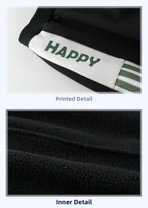 Détails de l'imprimé HAPPY vert et doublure polaire noire chaude pour garçons
