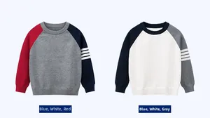 Détail des manches raglan color-block et des poignets côtelés sur ces pulls pour enfants