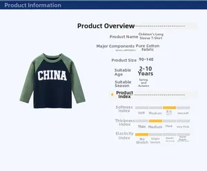 Detail of boys cotton long sleeve T-shirt with navy body, green raglan sleeves and China print