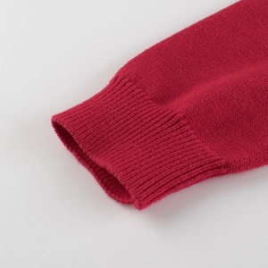 Pull en tricot rouge pour garçons avec poignets élastiques en maille de coton mélangé
