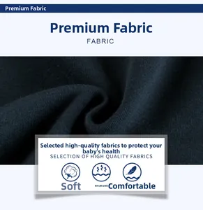 Detailed close-up of navy blue knit fabric highlighting soft, breathable texture for kids