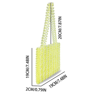 Guide des tailles du sac à main tissé à la main en perles et perles acryliques jaunes
