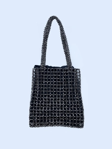 Sac Cabas Perlé À La Main Acrylique Tissé Sac À Épaule Avec Doublure Sac À Main Mode Décontracté Pour Femmes