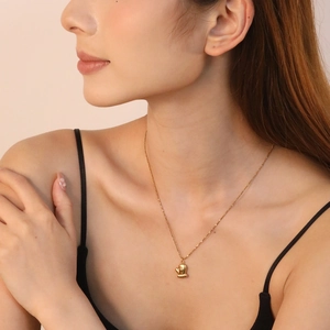 Weihnachts Handschuh Anhänger Halskette 18K Vergoldet 304 Edelstahl Herz Charm Festlicher Schmuck Für Damen