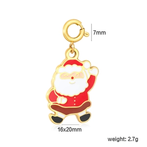Detail of Santa Claus enamel pendant with dimensions 16x20mm and golden spring clasp