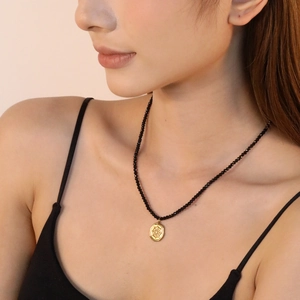 Halloween Spider Web Pendant Necklace 304 Stainless Steel Black Faceted Beaded Clavicle Chain Gothic Jewelry Women