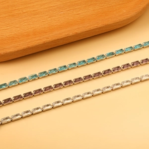 Bracelet Tennis En Acier Inoxydable Avec Zirconium Coupe Baguette Pour Femme Bijoux Géométriques De Luxe