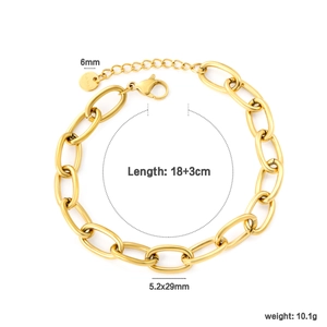 Detail of 18K gold-plated stainless steel chain bracelet with 18+3cm length measurements