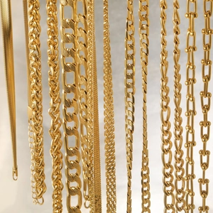 Collier Minimaliste En Acier Inoxydable Plaqué Or Chaîne Serpent Gourmette Figaro Trombone Bijoux Pour Femmes