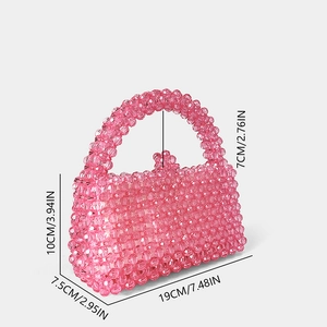 Dimensions détaillées du sac à main en perles acryliques roses pour femme