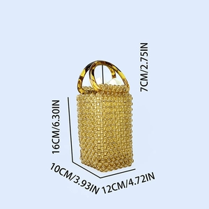 Specifiche dimensionali per la borsa a mano in perline ambra con manici rotondi
