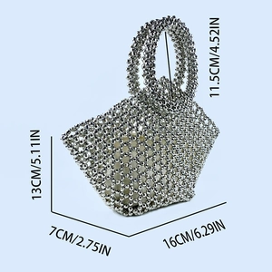 Detailed size specifications for the silver beaded handbag with circular handles