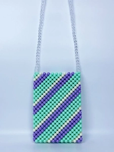 Handmade Beaded Crossbody Bag Acrylic Colorful Striped Phone Purse Sweet Summer Style For Women Portable Accessory