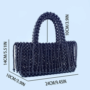 Guide des tailles détaillé du sac à main artisanal en perles noires avec dimensions