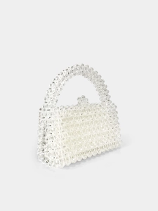 Sac à main fait main en perles acryliques avec poignée supérieure et rabat pour le style