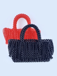 Sac À Main Perlé En Acrylique Tissé À La Main Mode Rétro Sac Panier À Franges Et Glands Pour Femmes Fourre-Tout Soirée