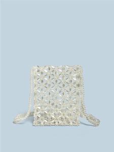 Borsa a Tracolla in Künstliche Perle Sintetiche Fatta a Mano per Donna Mini Borsa per Cellulare Floreale Elegante Casual Coreana