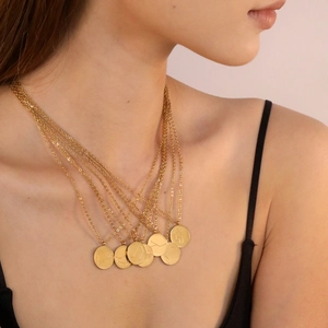 Collier Douze Signes Du Zodiaque Plaqué Or 18K Acier Inoxydable Pendentif Pièce Ronde Constellation Pour Femmes