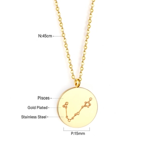 Détail du pendentif Poissons de 15mm avec chaîne en acier inoxydable plaqué or 45cm