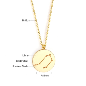 Détails du pendentif Balance en or 15mm avec une chaîne en acier inoxydable 45cm