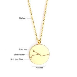 Détail du collier en acier inoxydable doré 45cm avec pendentif Cancer de 15mm