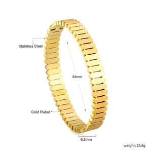 Détail du bracelet jonc en acier doré avec dimensions techniques et spécifications de poids