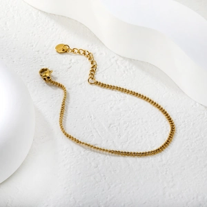 Minimalist 18K gold double layer ball chain stainless steel bracelet for women